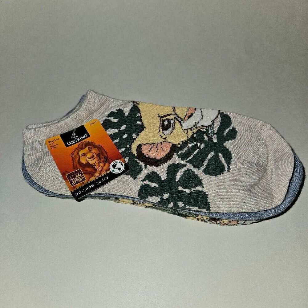 NEW 3 Pairs Disney Lion King No Show Socks Women's Shoe Size 4-10 Simba
